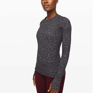 Lululemon | Runderfull Long‎ Sleeve in Knotted Jacquard Black White Size 4